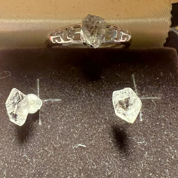 Herkimer Diamond Ring and Earrings Set - Picture 1 of 4